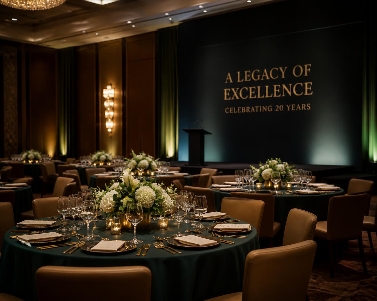 Corporate gala dinner ballroom